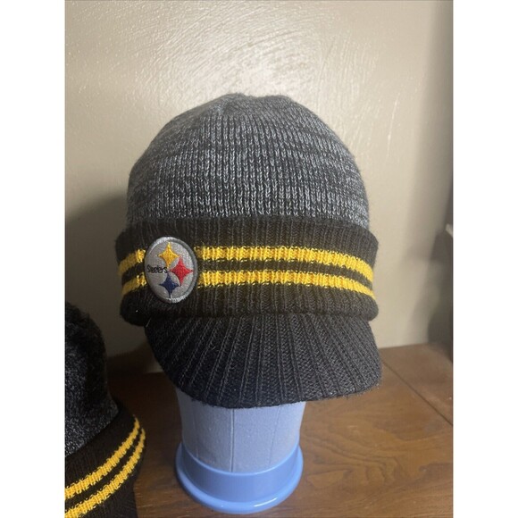 2 Pittsburgh Steelers NFL On  Feild Reebok Beanie Knit Hat 1 Adult Sz/ 1 Kids Sz - Picture 2 of 8